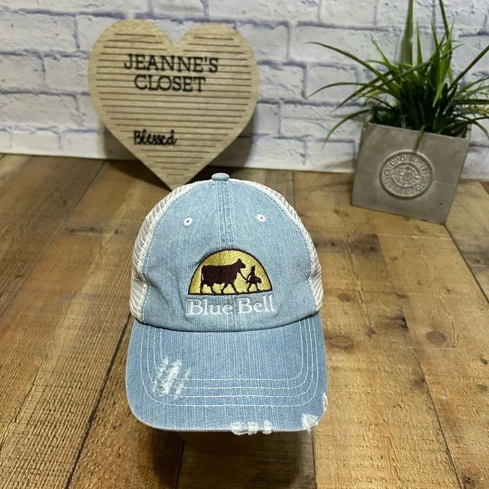 Blue Bell Ice Cream Baseball Cap Trucker Hat Women’s Distressed
